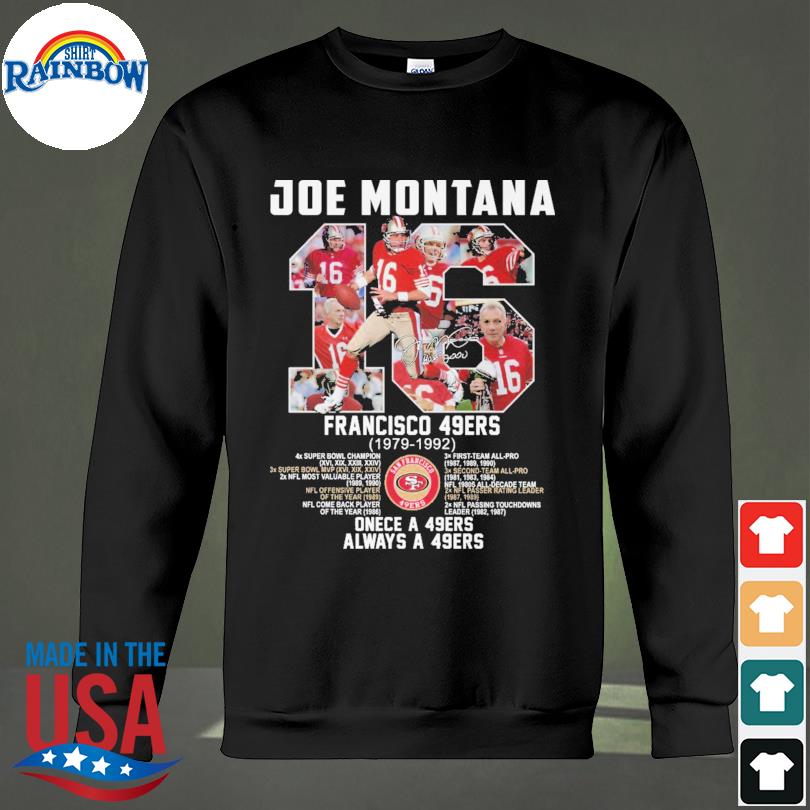 Joe Montana San Francisco 49ers 1979 1992 Thank For The Memories T Shirt