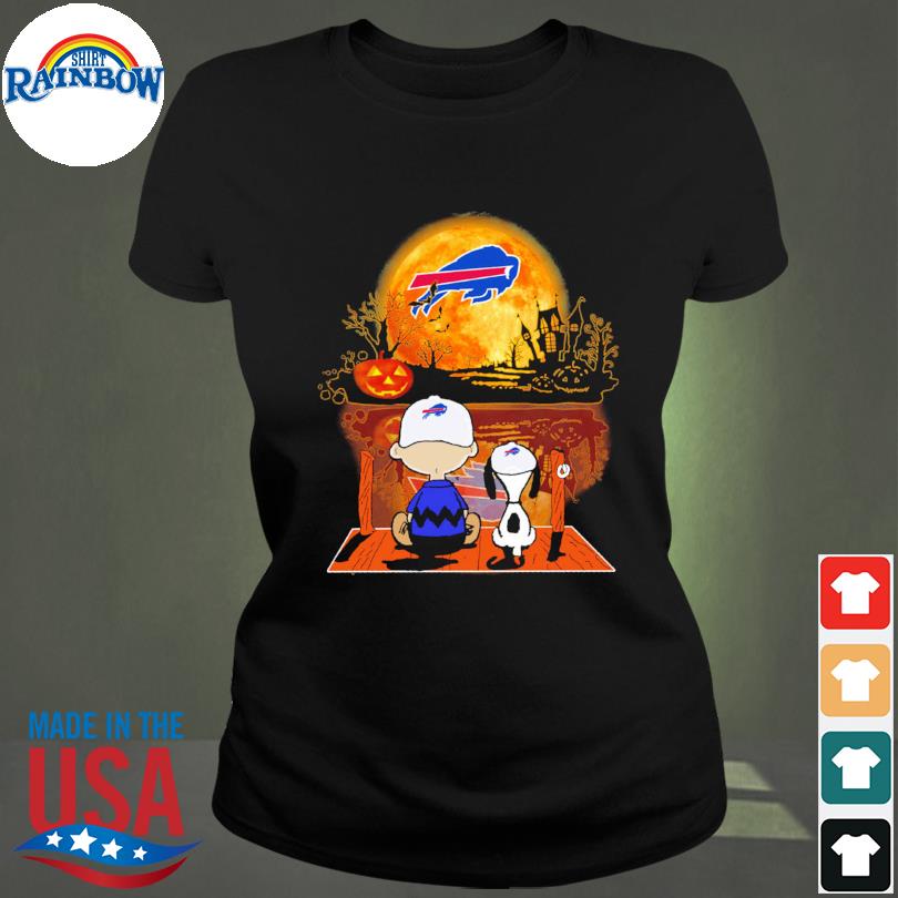 Snoopy And Charlie Brown Pumpkin Buffalo Bills Halloween Moon