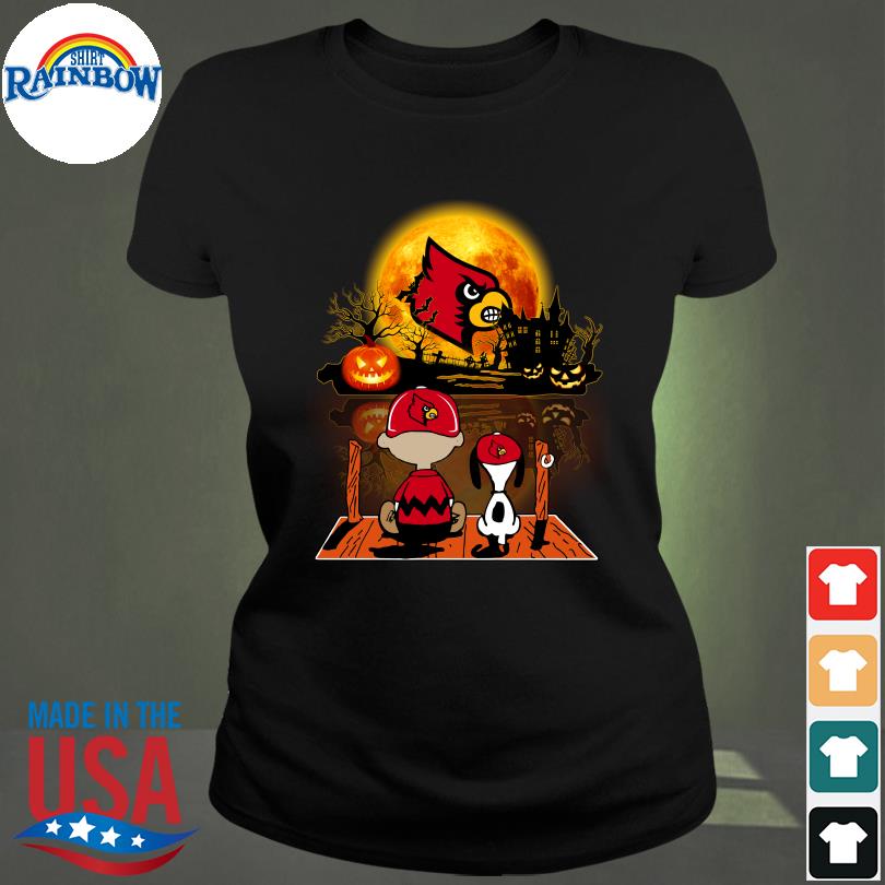 Snoopy and Charlie Brown Pumpkin Louisville Cardinals Halloween Moon shirt  - Kingteeshop