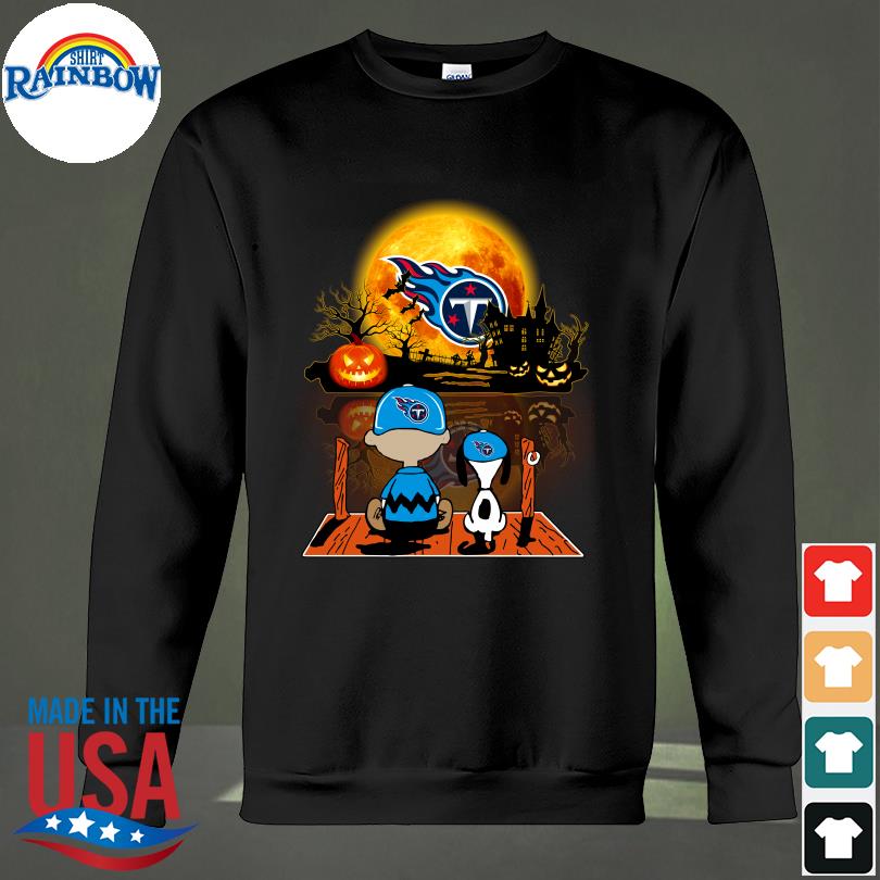 Snoopy and Charlie Brown Pumpkin Tennessee Titans Halloween Moon shirt