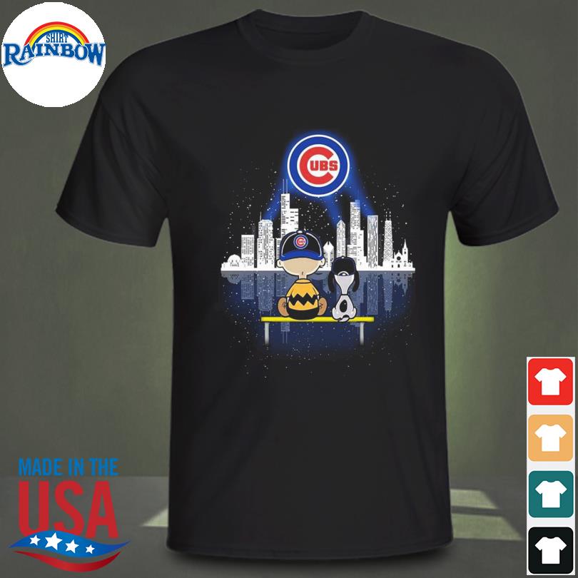 Official charlie Brown And Snoopy Dog Watching City Chicago Cubs T