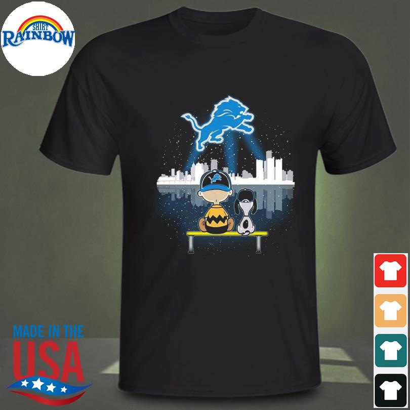 Charlie Brown And Snoopy Dog Watching City Detroit Lions shirt