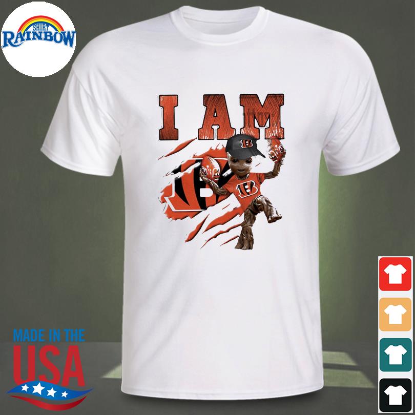 Official baby groot i am cincinnati bengals new design shirt, hoodie,  sweater, long sleeve and tank top