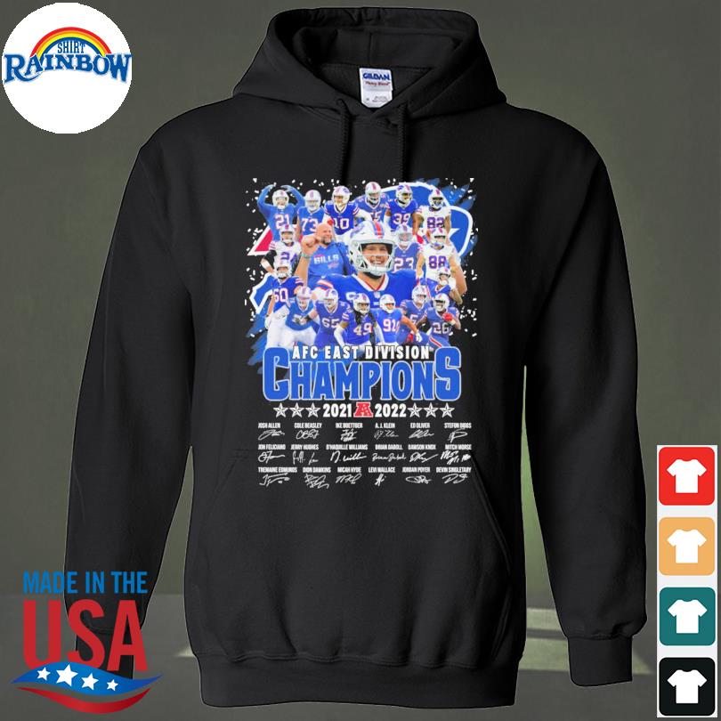 Buffalo Bills AFC East Division Champions 2021-2022 players signatures shirt,  hoodie, sweater, long sleeve and tank top