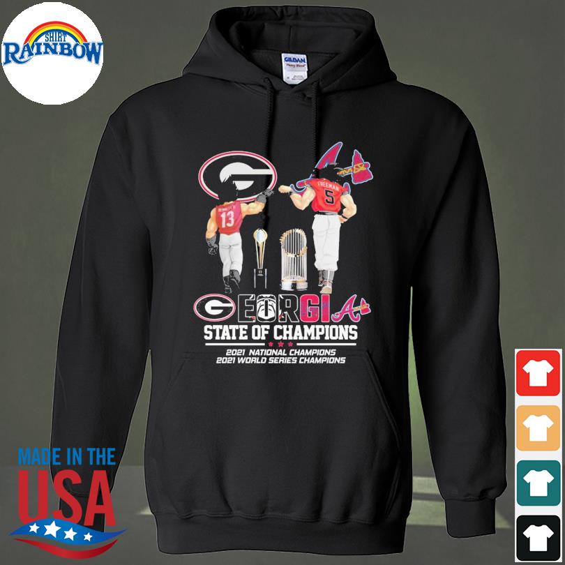 Georgia Bulldogs and Atlanta Braves JT Daniels and Freeman state of  champions Cartoon Shirt, hoodie, sweater, long sleeve and tank top