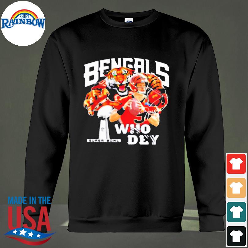 Cincinnati Bengals 9 Joe Burrow Who Dey Champion Super Bowl Signature T- Shirt