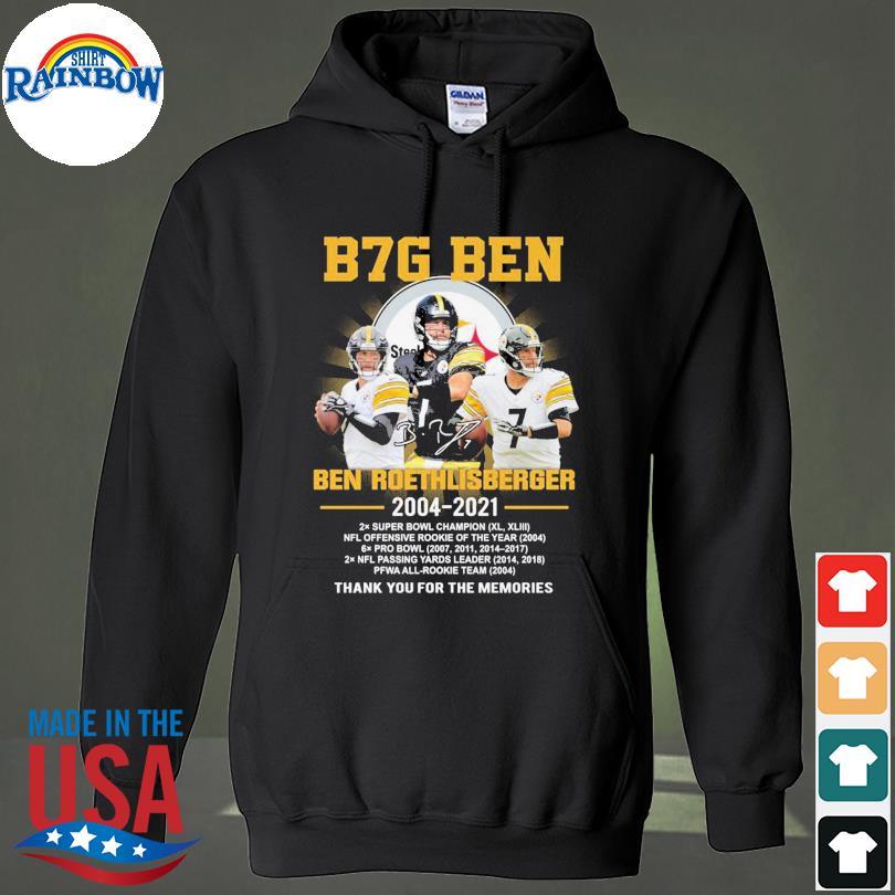 Ben Roethlisberger Pittsburgh Steelers 2004-2021 signatures thank you for  the memories shirt, hoodie, sweater, long sleeve and tank top