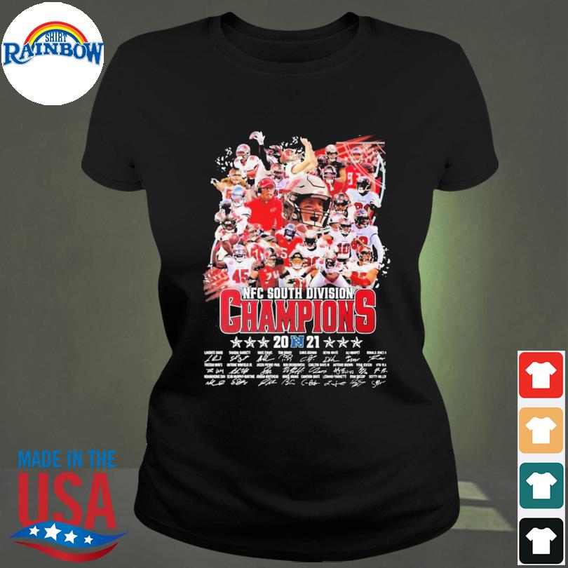 Tampa Bay Buccaneers Team Signature NFC South Division Champions 2021 2022  T-Shirt - REVER LAVIE