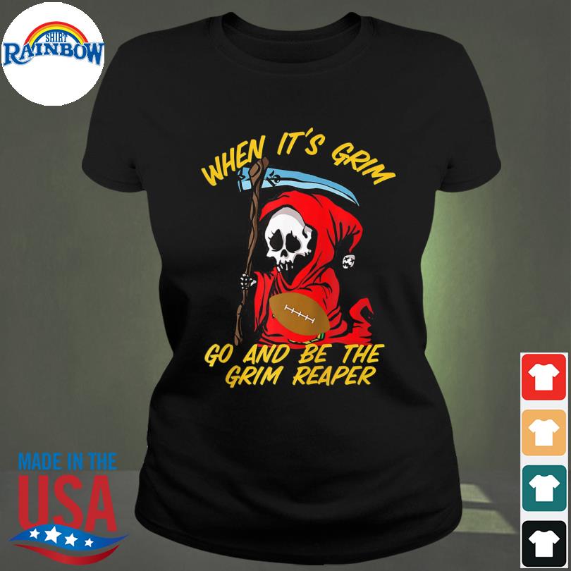 Mazezy When Its Grim Go Be The Grim Reaper Kansas City BBQ Lover Men's Back Print T Shirt