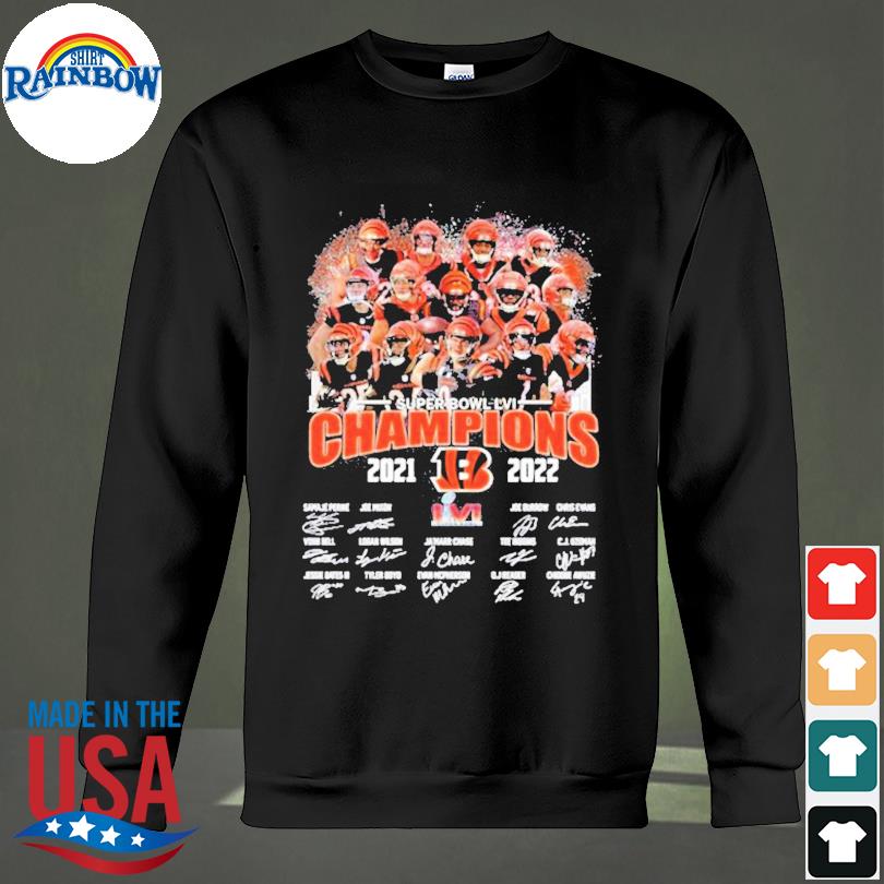 Cincinnati Bengals Super Bowl LVI Champions 2021 2022 signatures shirt,  hoodie, sweater, long sleeve and tank top