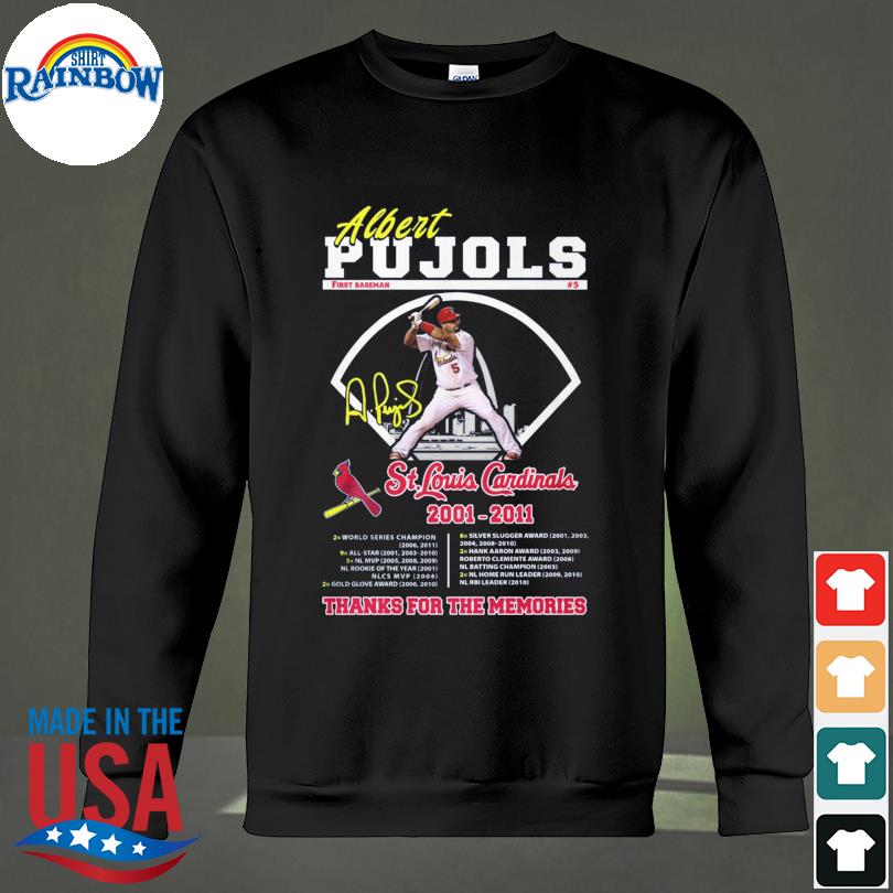 St. Louis Cardinals Albert Pujols 2002 2011 thanks for the memories  signature shirt, hoodie, sweater, long sleeve and tank top