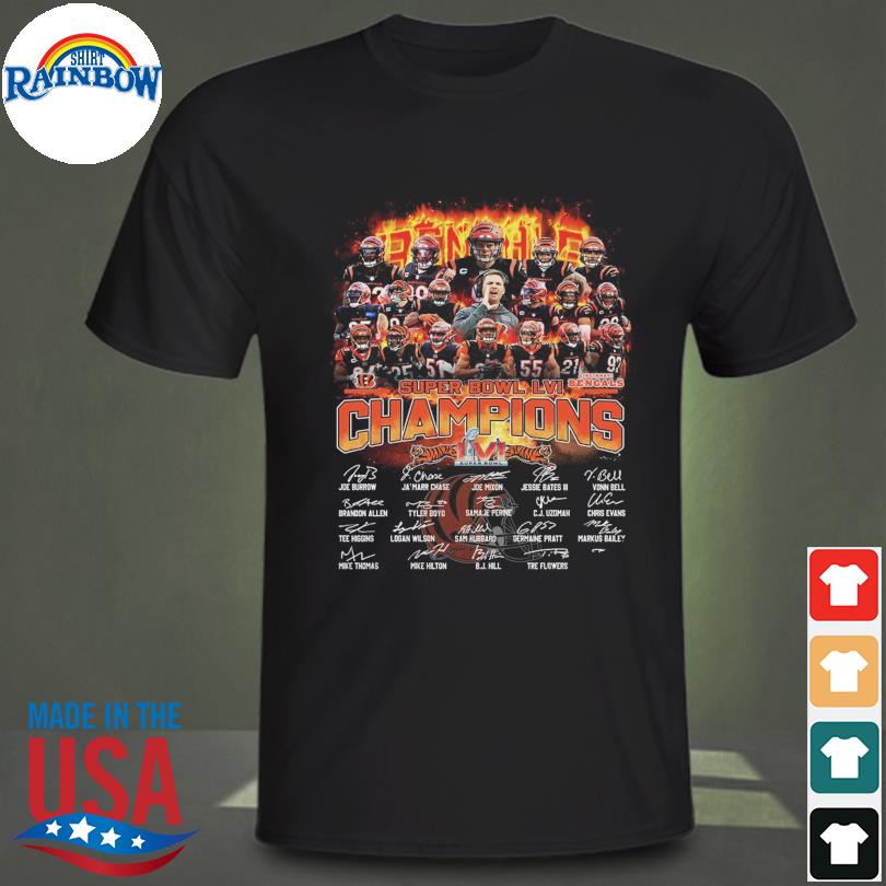 Cincinnati Bengals Super Bowl LVI Champions 2021 2022 signatures shirt,  hoodie, sweater, long sleeve and tank top