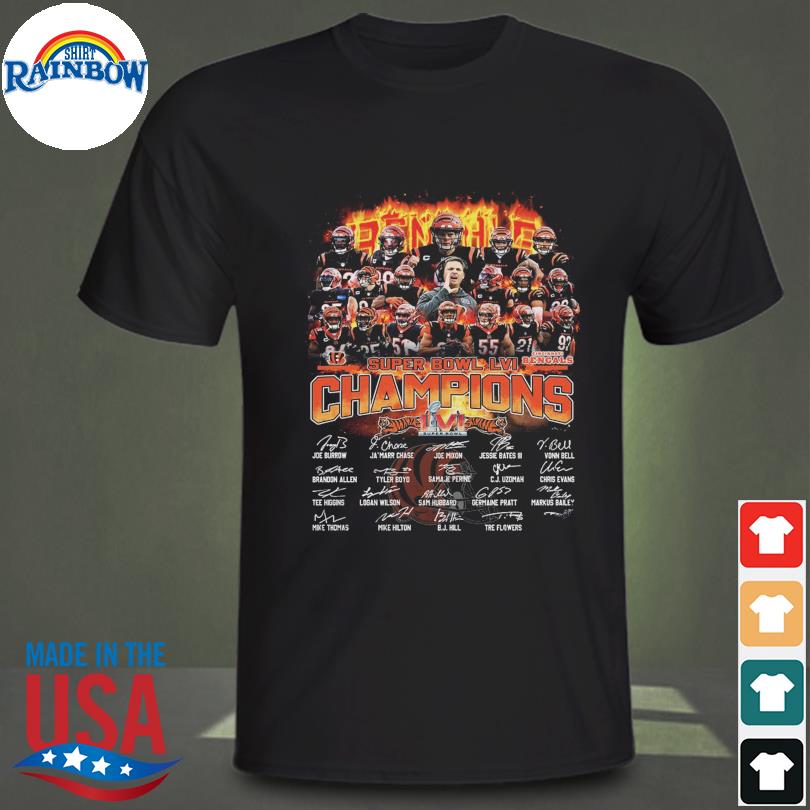 Awesome super Bowl LVI 2022 Champions Cincinnati Bengals Signatures Shirt,  hoodie, sweater, long sleeve and tank top