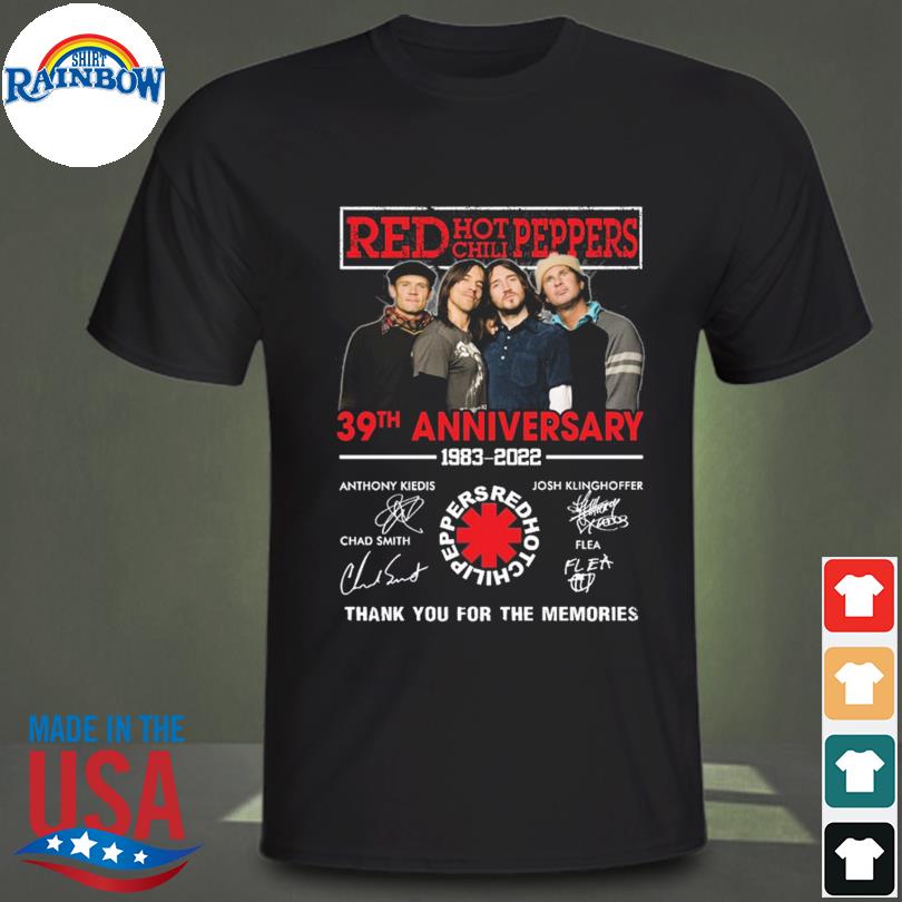 Red Hot Chili Peppers 1983-2022 39th Anniversary thank you for the memories signatures shirt