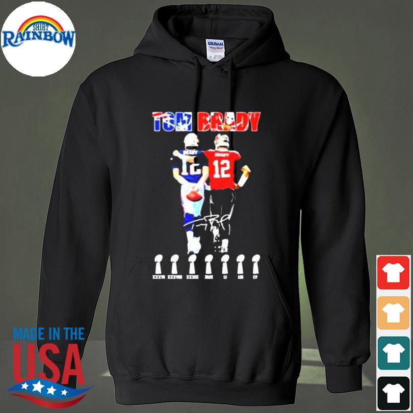 Tom brady new england patriot and tampa bay buccaneers super bowl cup champions signatures hoodie