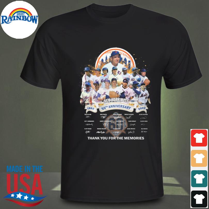 New York Mets 60th anniversary 1962 2022 thank you for the memories signatures shirt