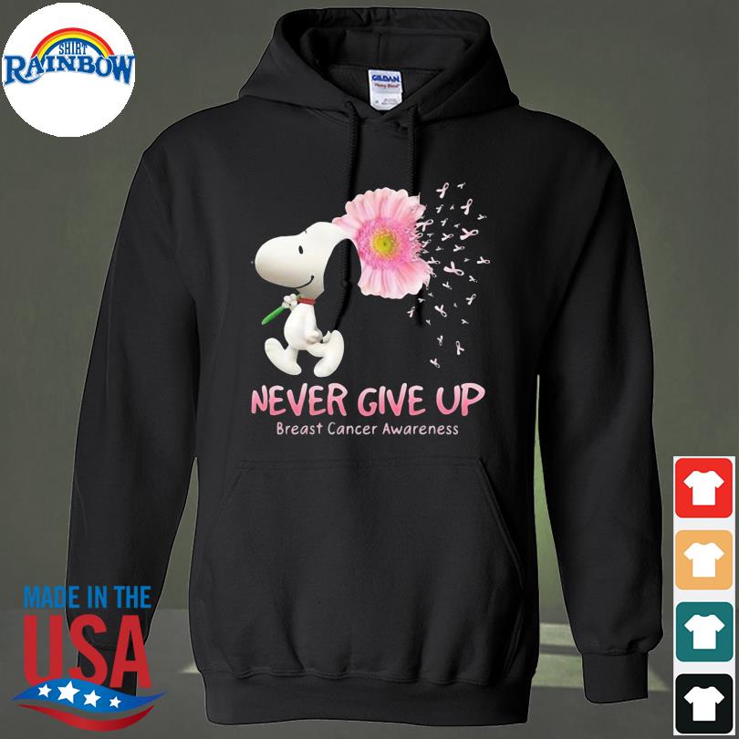 Never give up snoopy breast cancer awareness s hoodie