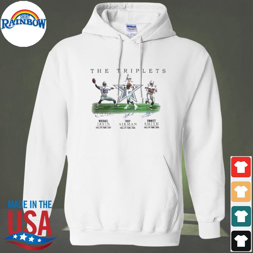 The triplets emmitt smith troy aikman and michael irvin shirt, hoodie,  sweater, long sleeve and tank top