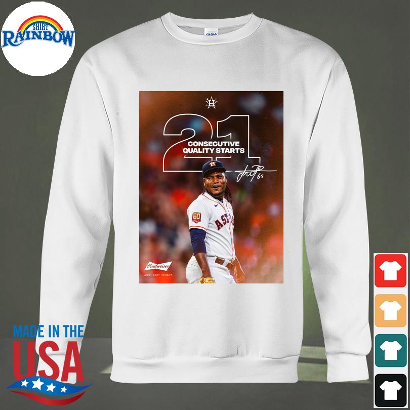 Official Framber valdez in houston astros 21 consecutive quality starts  shirt, hoodie, sweater, long sleeve and tank top