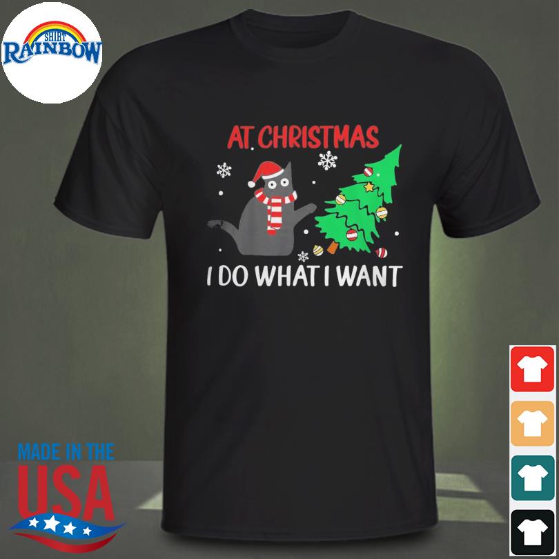 At Christmas I do what I want black cat tree xmas sweater