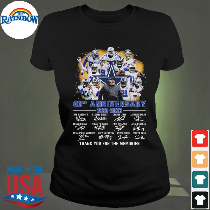 The Broncos 63rd anniversary 1960 - 2023 thank you for the memories  signatures shirt, hoodie, sweater, long sleeve and tank top