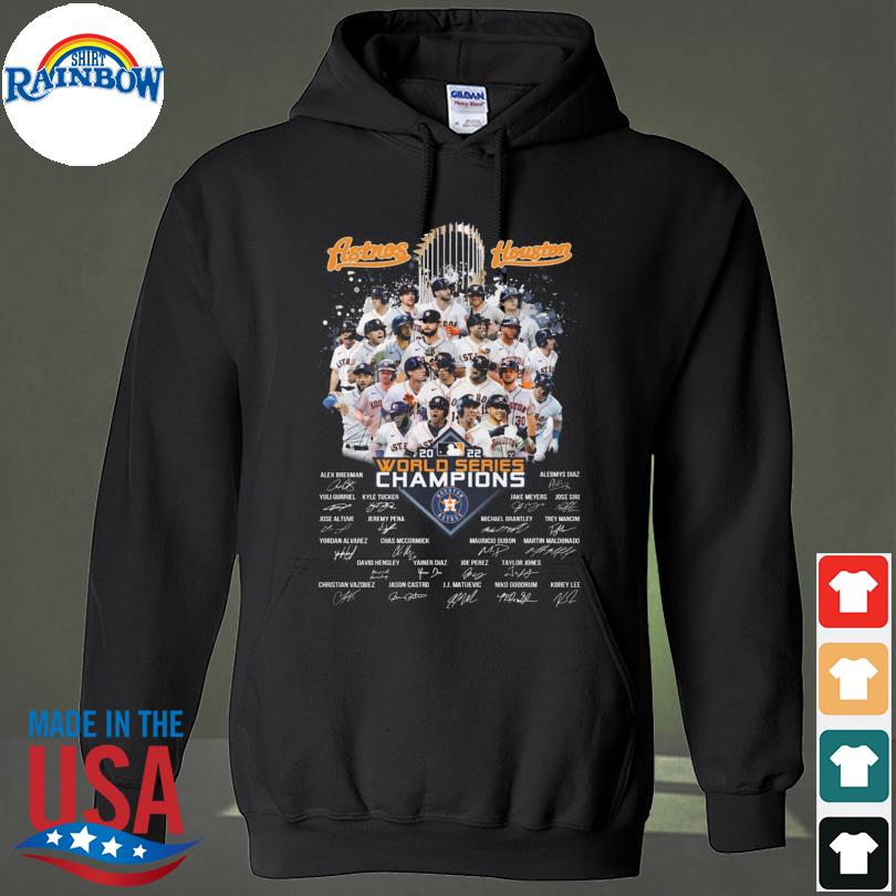 Houston Astros 2022 American League Champions Player Names Signatures  shirt, hoodie, sweater, long sleeve and tank top