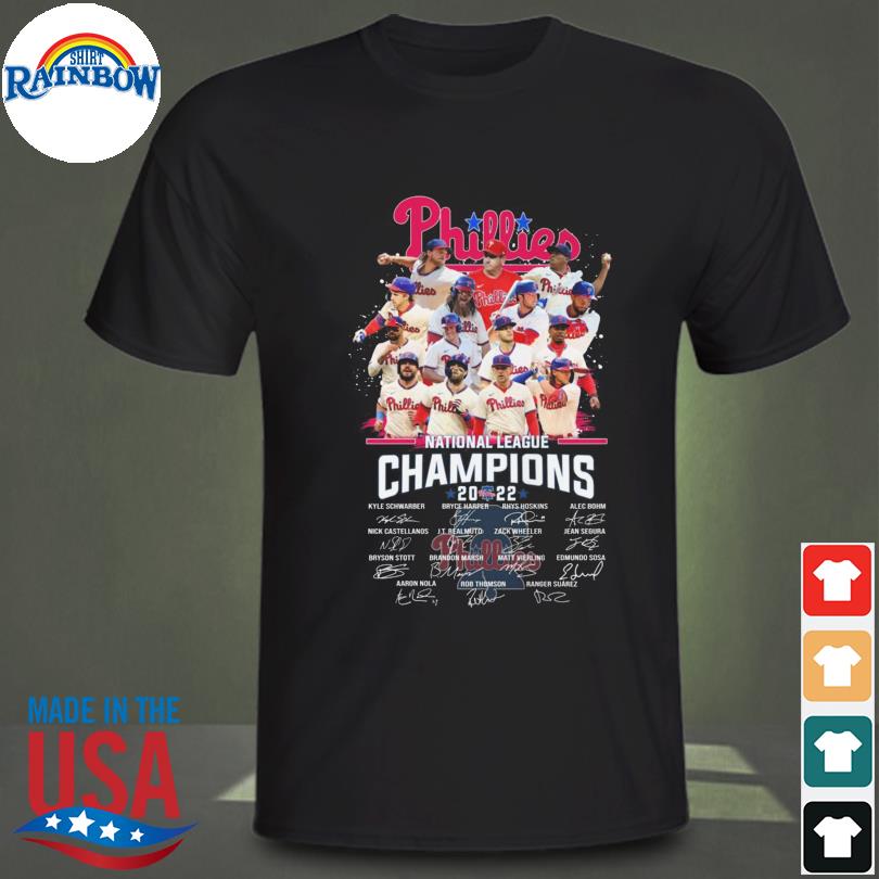 Official philadelphia phillies 2022 national league champions signatures shirt
