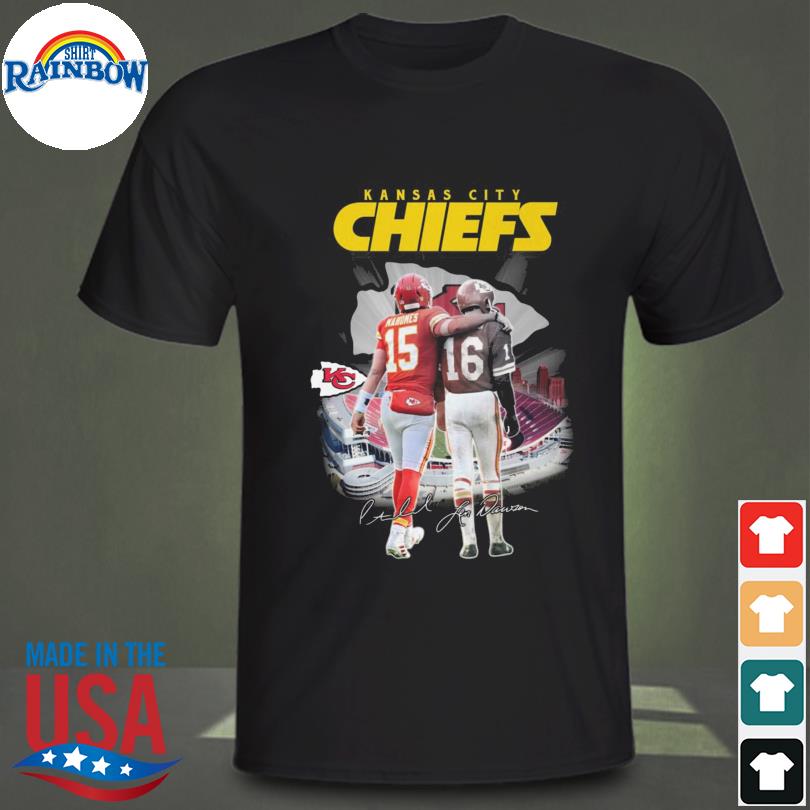 Kansas CIty Chiefs Patrick Mahomes and Len Dawson Champions 2022 Signatures  T-shirt - Kaiteez