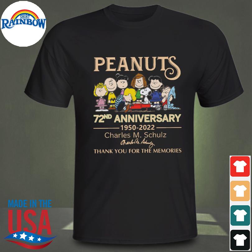 Peanuts 72nd anniversary 1950 2022 thank you for the memories signatures shirt
