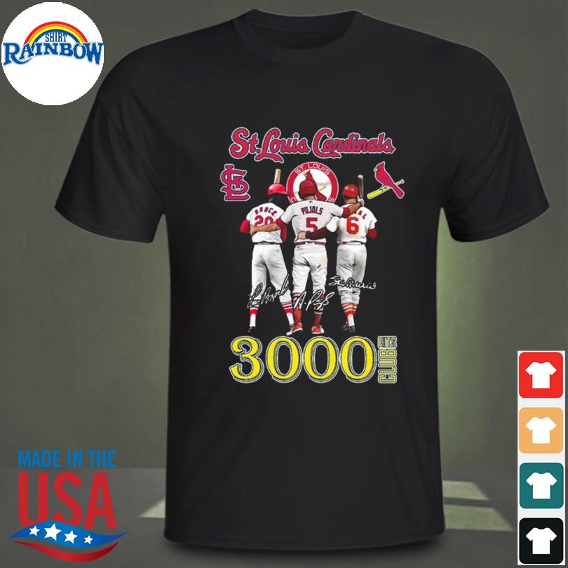 Albert pujols lou brock stan musial st louis cardinals 3000 hits club signatures shirt