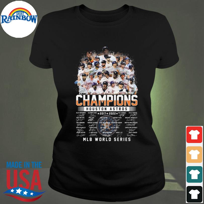 Champions Houston Astros 2017, 2022 MLB World Series Signatures Shirt,  hoodie, sweater, long sleeve and tank top