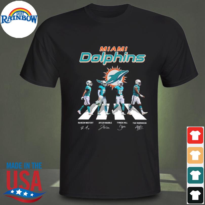 Miami dolphins abbey road jaylen waddle tyreek hill signatures shirt
