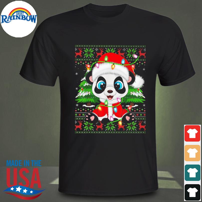 Panda lover xmas lights ugly santa panda Christmas sweater