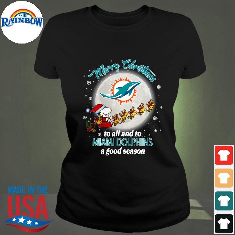 Miami Dolphins Santa Snoopy Wish You A Merry Christmas Shirt