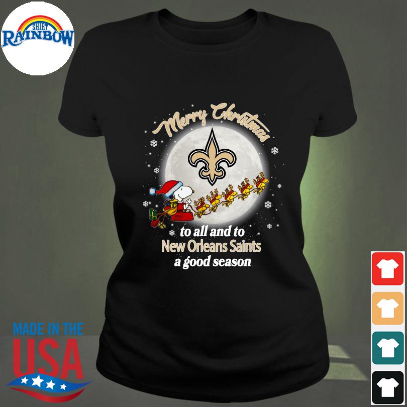 Snoopy and Woodstock Merry Christmas To All And To New Orleans Saints T- shirt, hoodie, sweater, long sleeve and tank top