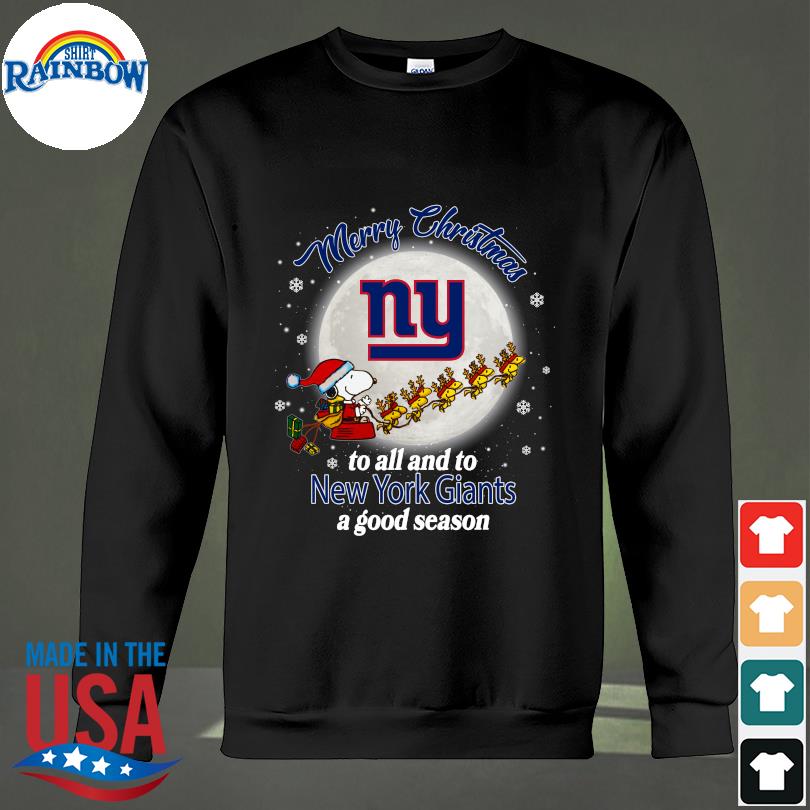 Santa snoopy and woodstock merry Christmas to all and to New York Giants a  good season sweater, hoodie, sweater, long sleeve and tank top