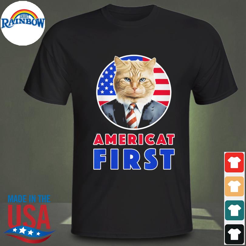 Americat first patriot america cat president outfit American flag shirt