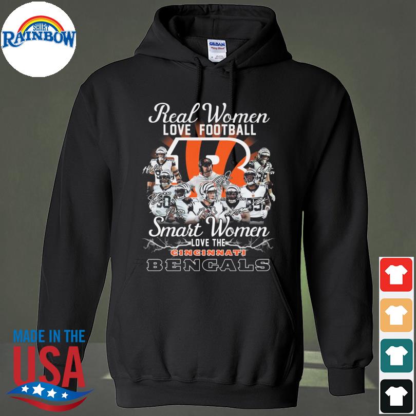 Nice real women love football smart women love the cincinnati bengals  signatures shirt cincinnati bengals, hoodie, longsleeve tee, sweater