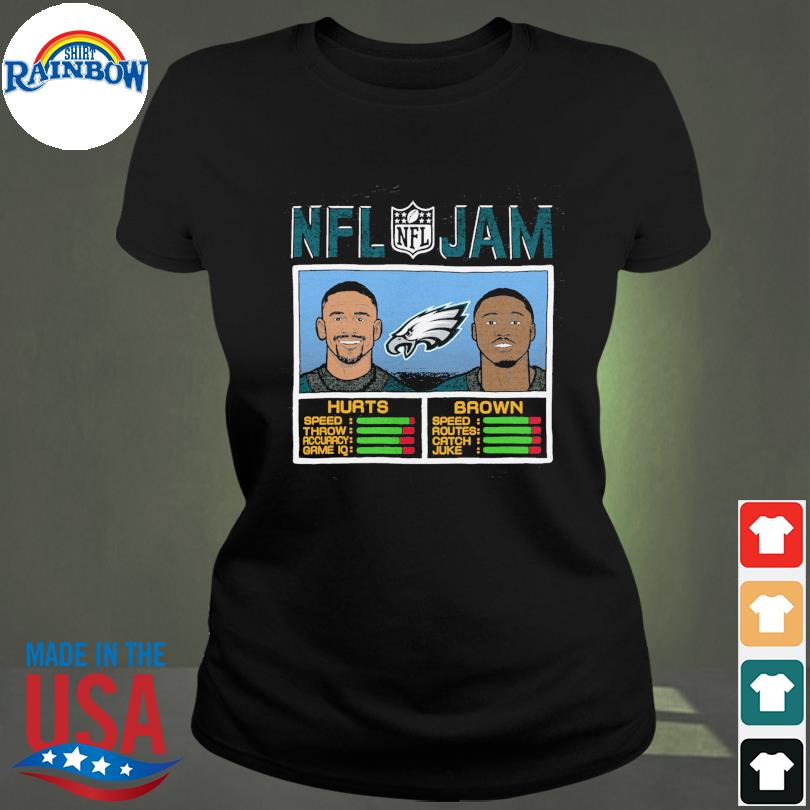 Men's Homage A.J. Brown & Jalen Hurts Charcoal Philadelphia Eagles NFL Jam Tri-Blend T-Shirt Size: Small