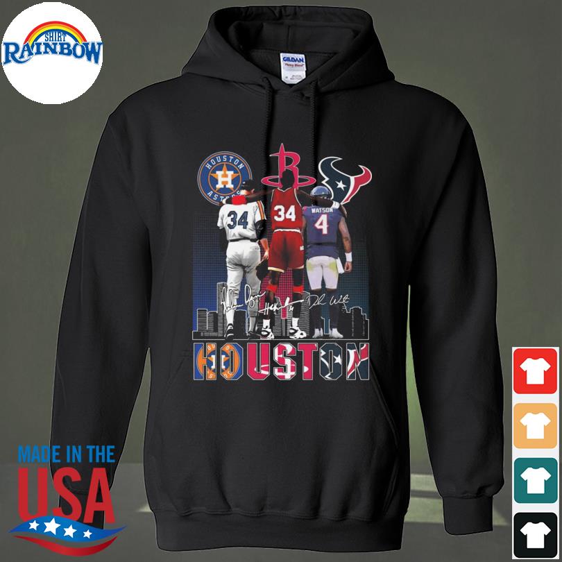 Houston Texans Deshaun Watson Houston Rockets Hakeem Olajuwon Houston  Astros Nolan Ryan city signatures shirt, hoodie, sweater, long sleeve and  tank top