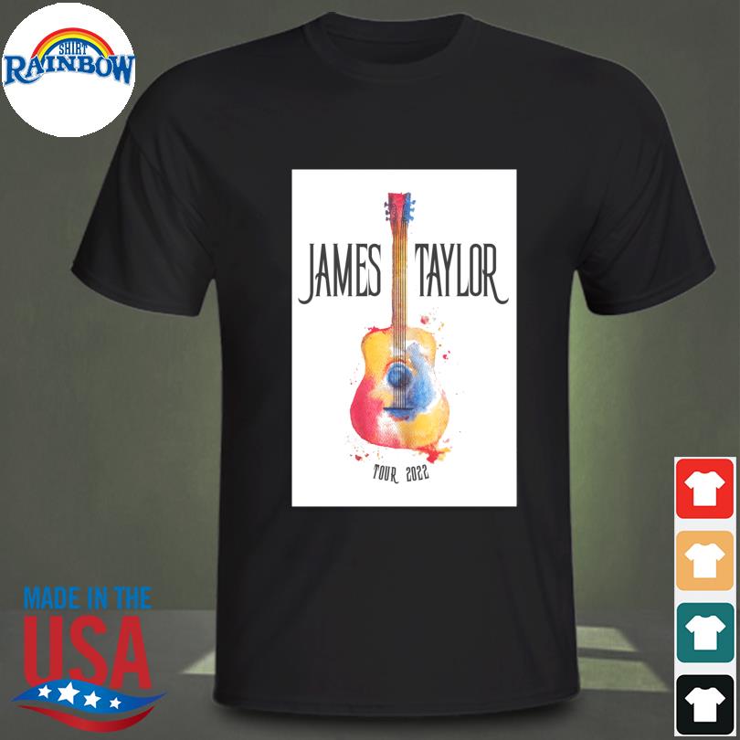 James Taylor Watercolor guitar 2022 white tour shirt