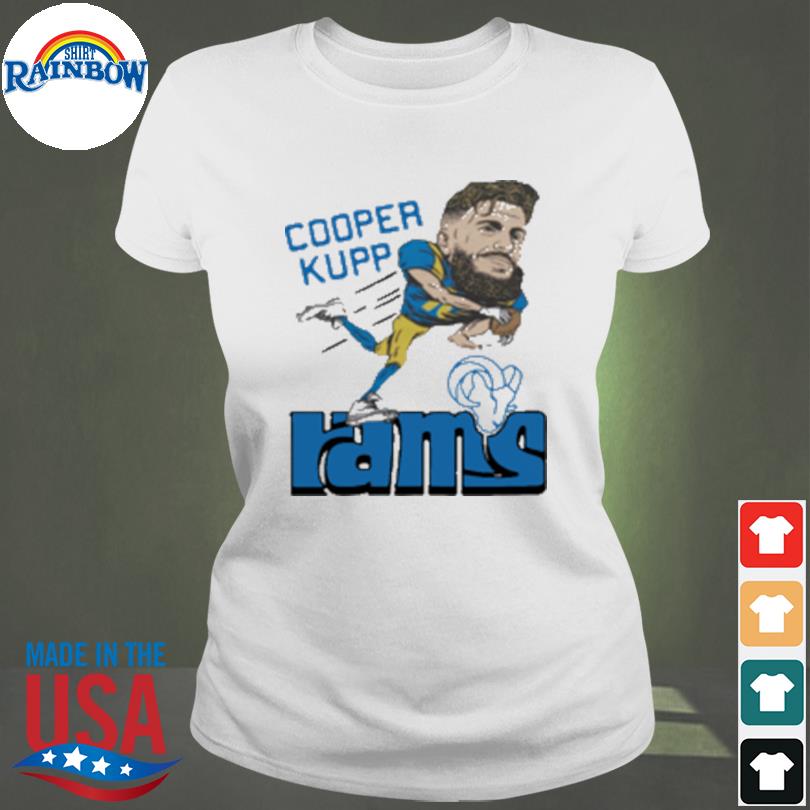 Los Angeles Rams Cooper Kupp T-Shirt from Homage. | Officially Licensed Vintage NFL Apparel from Homage Pro Shop.