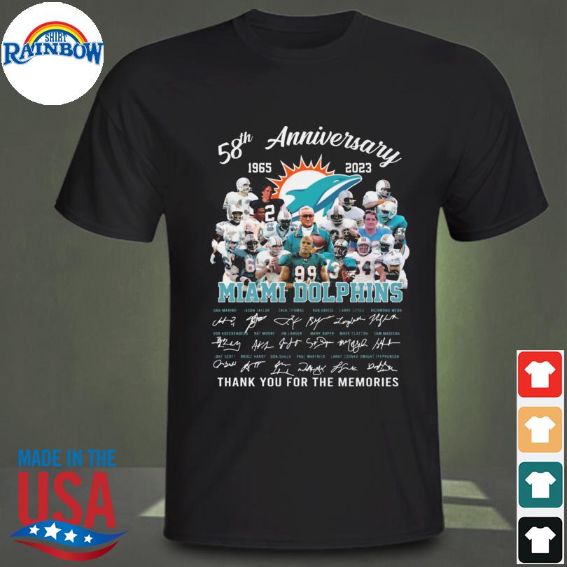 Miami Dolphins 58th anniversary 1965 2023 Miami Dolphins thank you for the memories signatures shirt