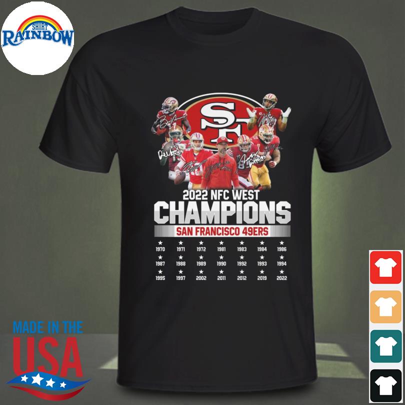 San Francisco 49ers 2022 NFC west champions signatures shirt