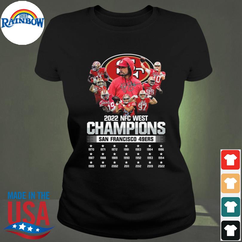 2022 NFC West Division Champions San Francisco 49ers team signatures shirt,  hoodie, sweater, long sleeve and tank top