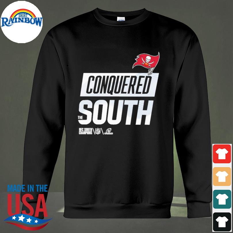 Conquered the south nfc south champions tampa bay buccaneers 2023 shirt,  hoodie, sweater, long sleeve and tank top