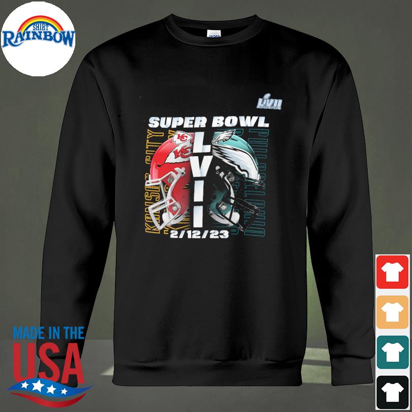 Kansas city Chiefs vs philadelphia eagles super bowl lvii matchup helmet  decals 2023 shirt, hoodie, sweater, long sleeve and tank top