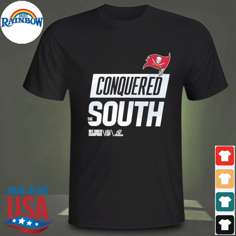 Conquered the south nfc south champions tampa bay buccaneers 2023 shirt,  hoodie, sweater, long sleeve and tank top