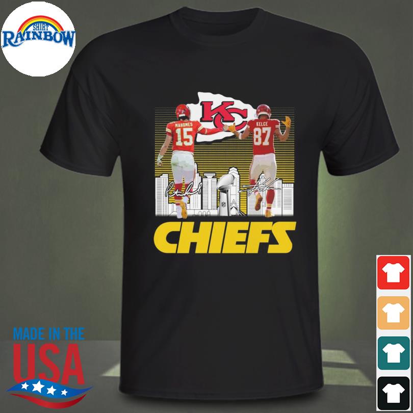 Funny Kansas city Chiefs travis kelce and patrick mahomes ii championship signatures 2023 shirt