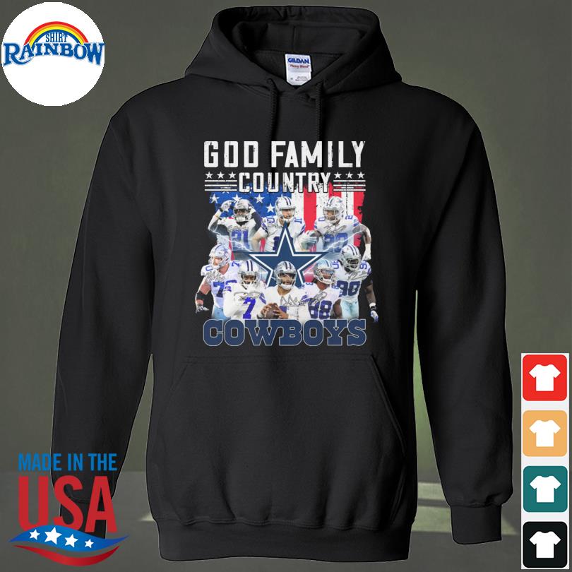 God family country Dallas Cowboys signatures American flag s hoodie